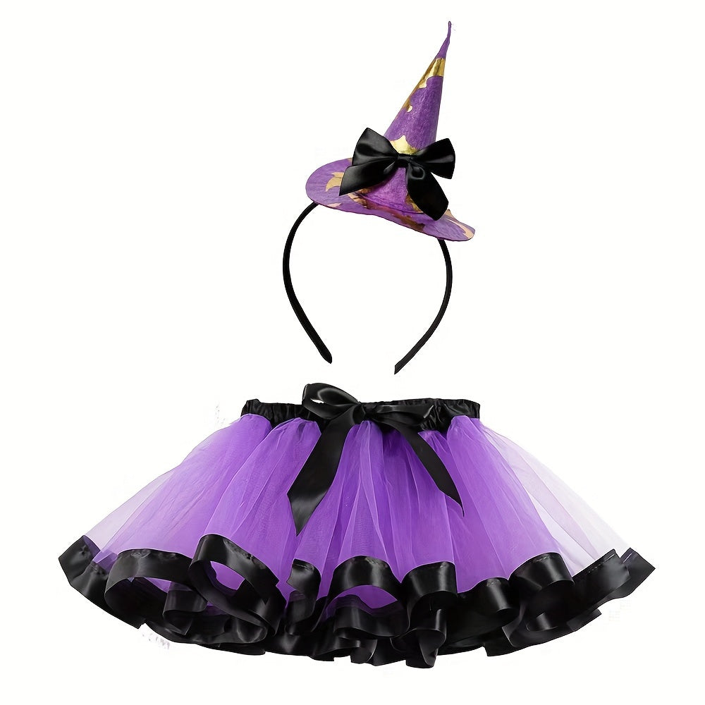Witch Tutu Skirt with Headband Halloween Costume Set