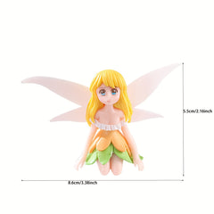 4pcs Flower Fairy Pixie Fly Wing Miniatures Girl Figurines Fairy Garden