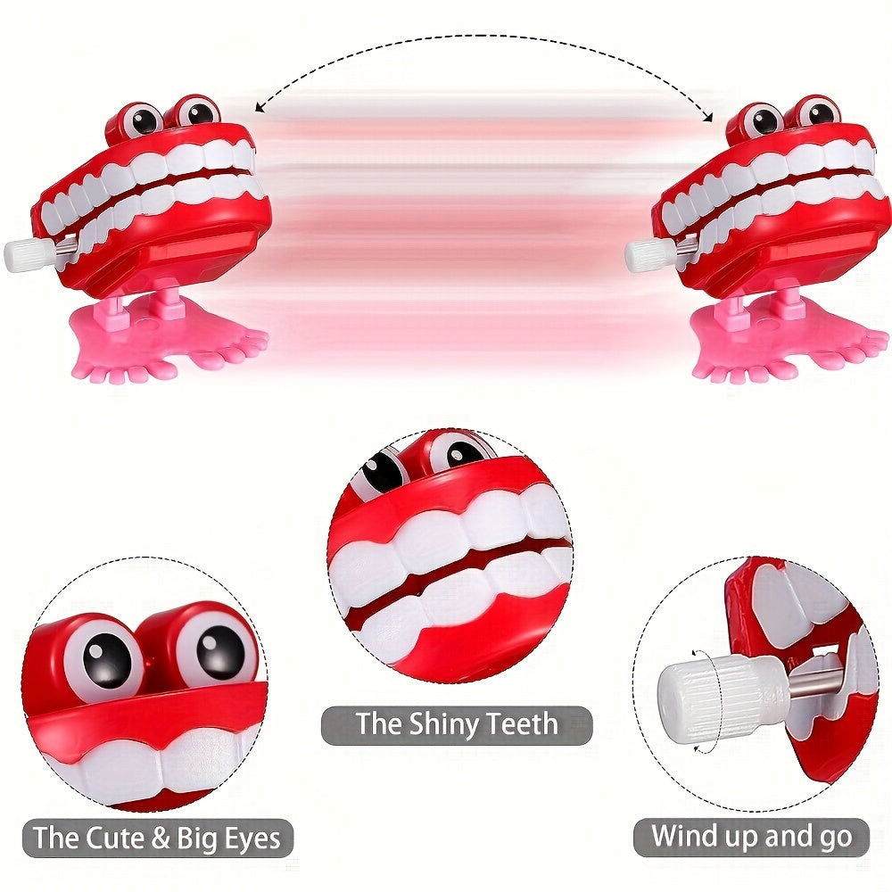 7pcs Chattering Teeth Wind Up Walking Teeth Toys Funny Joke Novelty Assorted Col