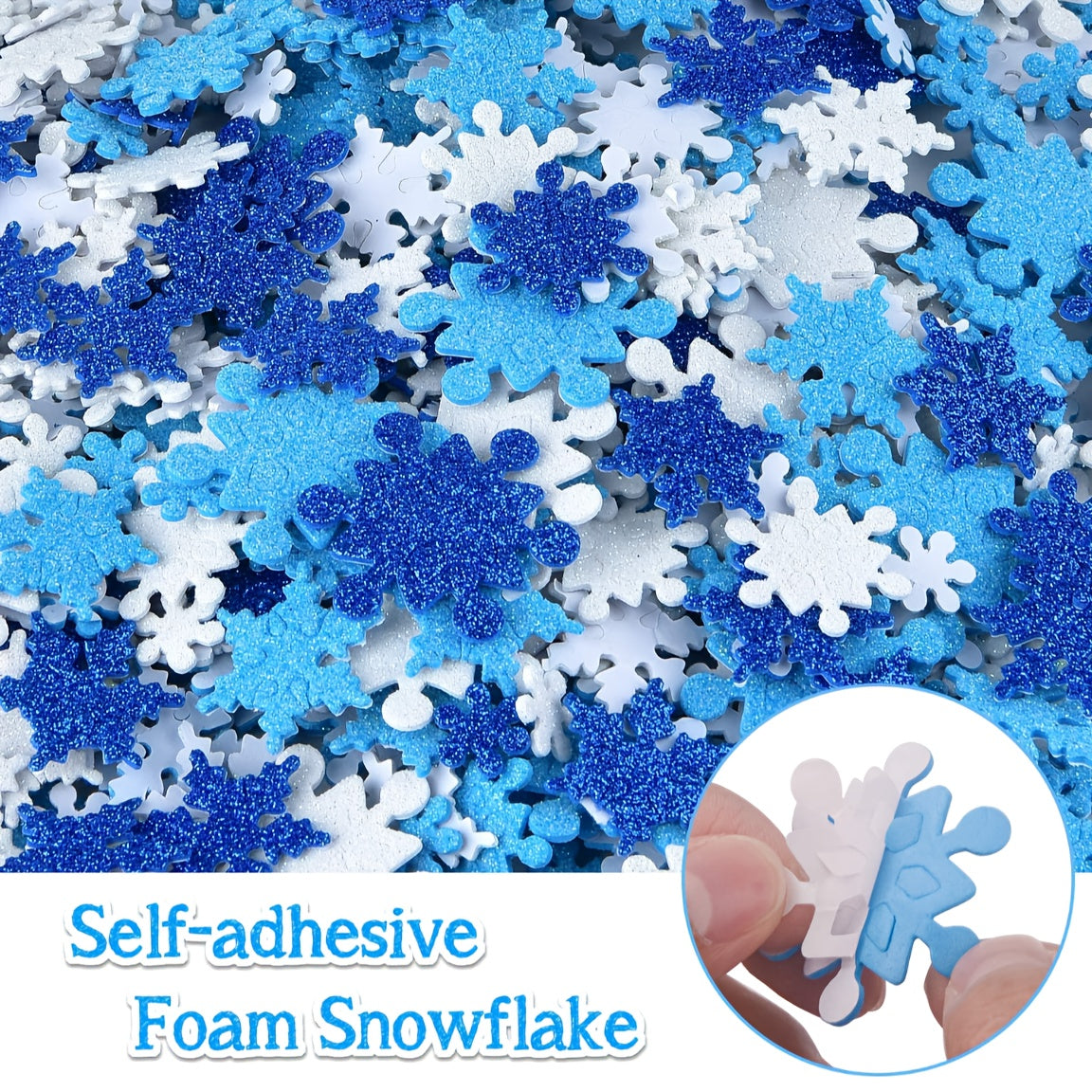 200pcs Christmas Foam Stickers Snowflake Shape Self Adhesive Crafts