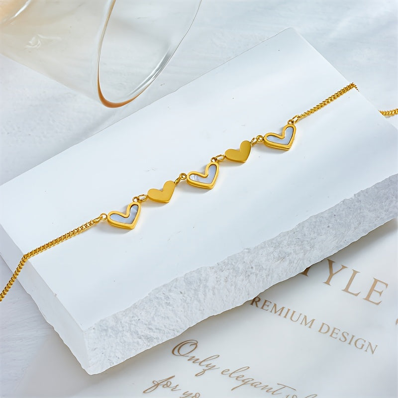 Stainless Steel Heart Pendant Bracelet Golden Anklet