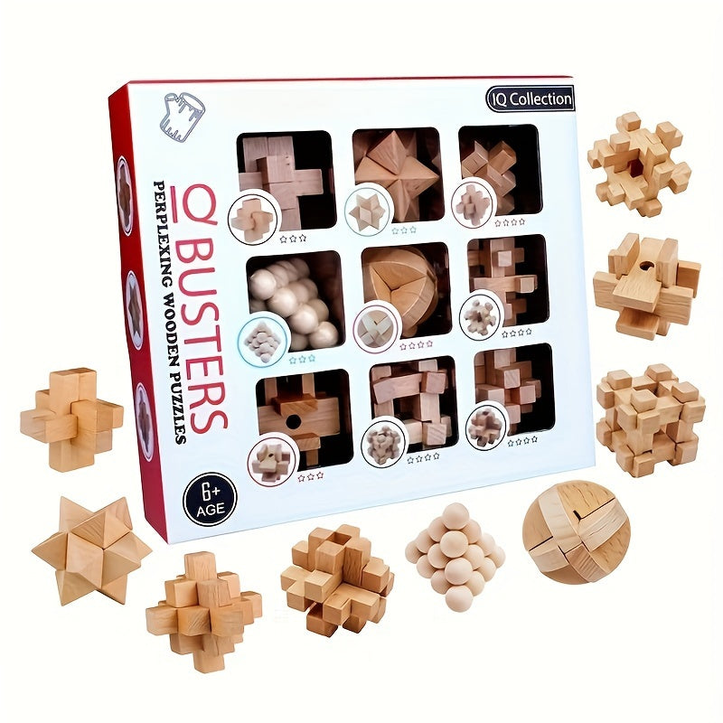 Wooden Kongming Lock Puzzle Toy Set for Kids - Educational Development Gift