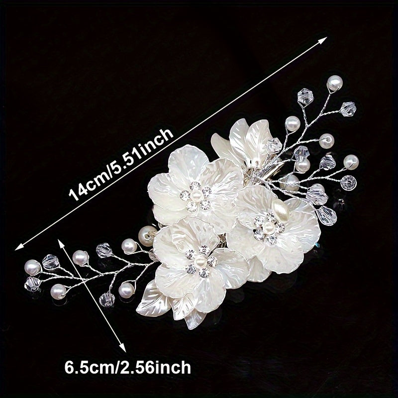 Glitter Flower Hair Comb Silver Rhinestones Butterfly & Flower Hair Clip