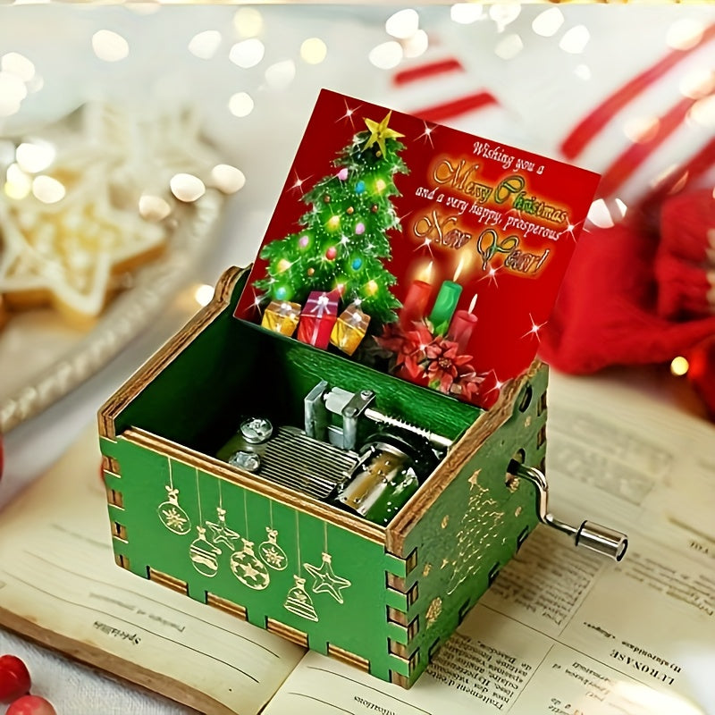 Classic Christmas Tree Hand Cranked Music Box 1pc