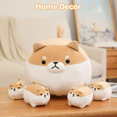 16" Shiba Inu Plush Toy with 4 Babies in Tummy, Soft Cuddly Stuffed Animal