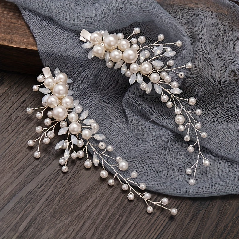 2pcs Pearl Branches Hair Clips Girls Party Fairy Bridal Fresh Hair Accessories