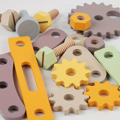 Wooden Play Tool Set for Kids Screw & Nut Puzzle Assembly DIY Crafts