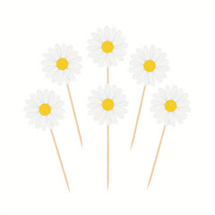 12pcs Pink Daisy Cupcake Toppers Spring Flower Cake Decorations