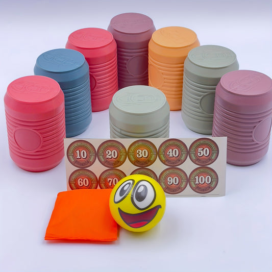 Knock Down Can Game Set Outdoor Activity for Kids Ages 3-6 Durable Plastic