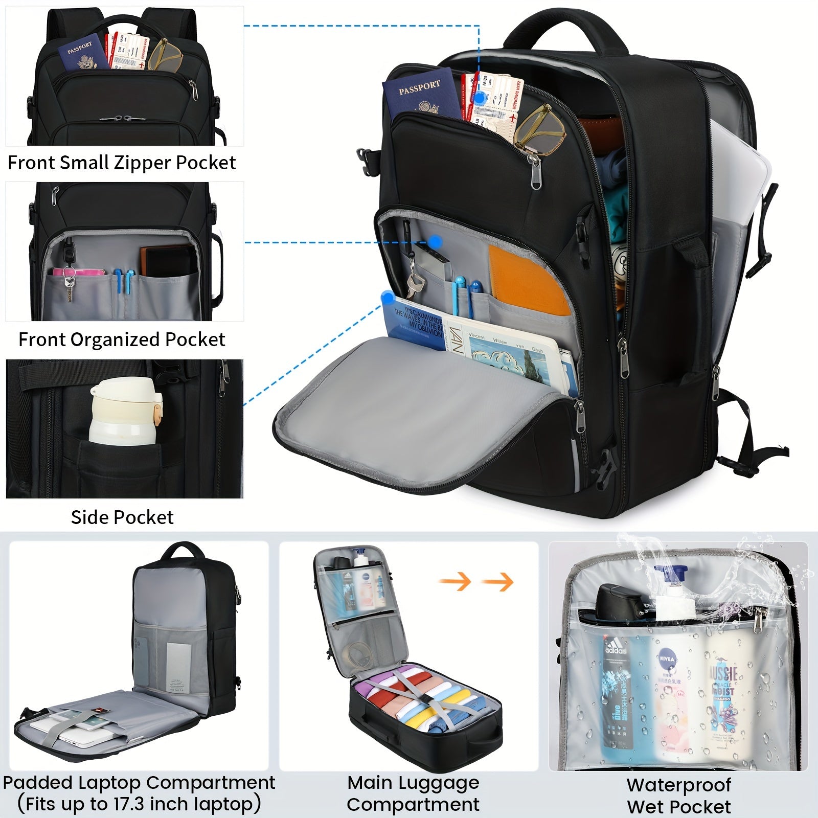 Large Laptop Backpack Water Resistant Dedicated Compartment Versatile Features