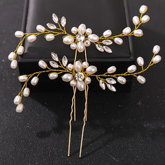 2pcs Pearl & Rhinestone U Hairpins for Bridal Updos & Parties