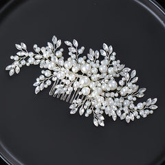 Bridal Hair Comb with Rhinestones & Pearls - Wedding Accessory