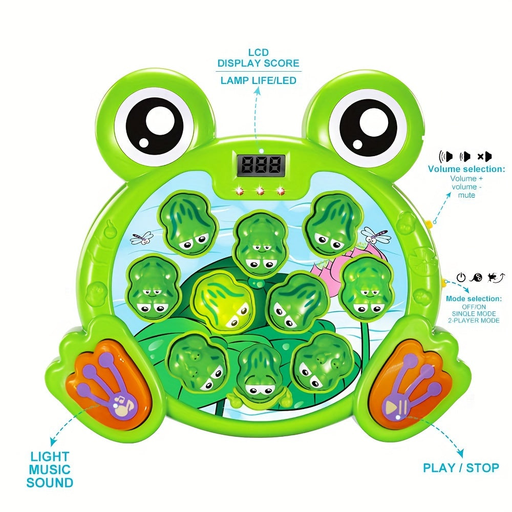 Whack a Frog Game with 2 Hammers Perfect Birthday Gift Green PP Material