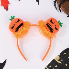 Halloween Pumpkin Headband with Tulle Accents