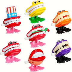 7pcs Chattering Teeth Wind Up Walking Teeth Toys Funny Joke Novelty Assorted Col