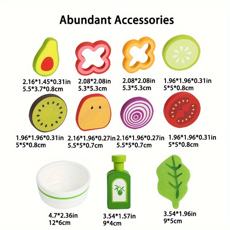 Wooden Salad Kitchen Toy Set - Fun Cognitive Puzzle Game