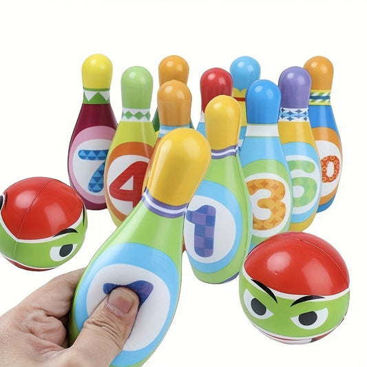 Kids Bowling Set with Soft Cotton Balls and Numbered Pins
