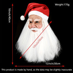 Latex Santa Mask with Realistic Beard for Christmas Cosplay