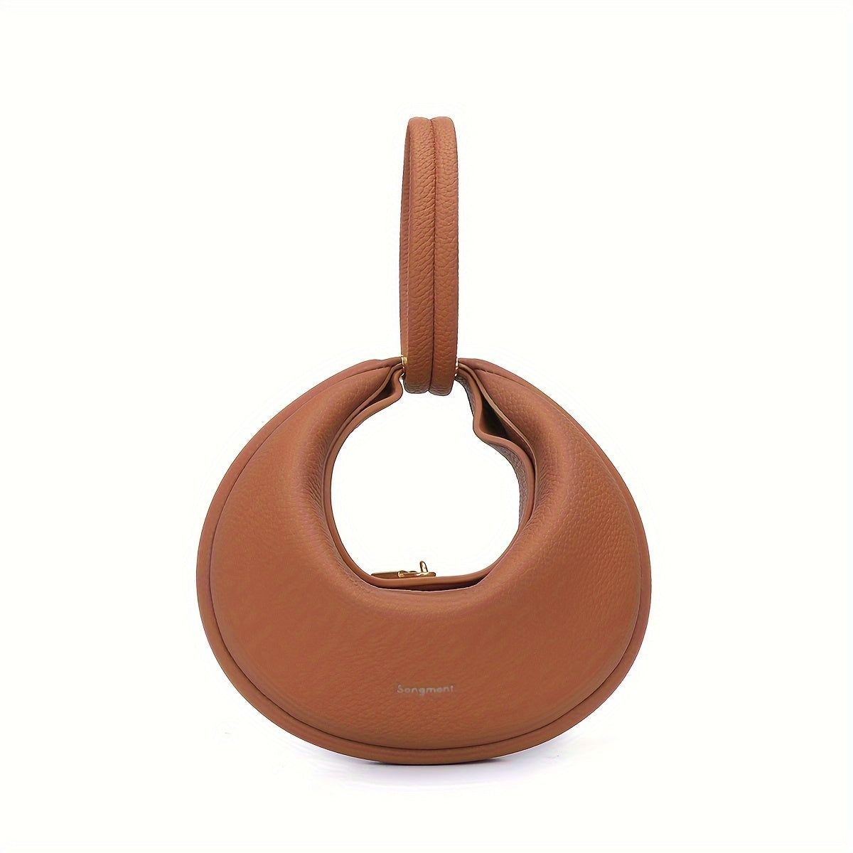 Women's Brown Crossbody Bag Solid Magnetic Closure Faux Leather Purse