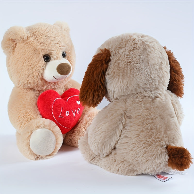 Soft Love Heart Bear & Dog Plush Toy - Perfect Christmas Gift for Anyone