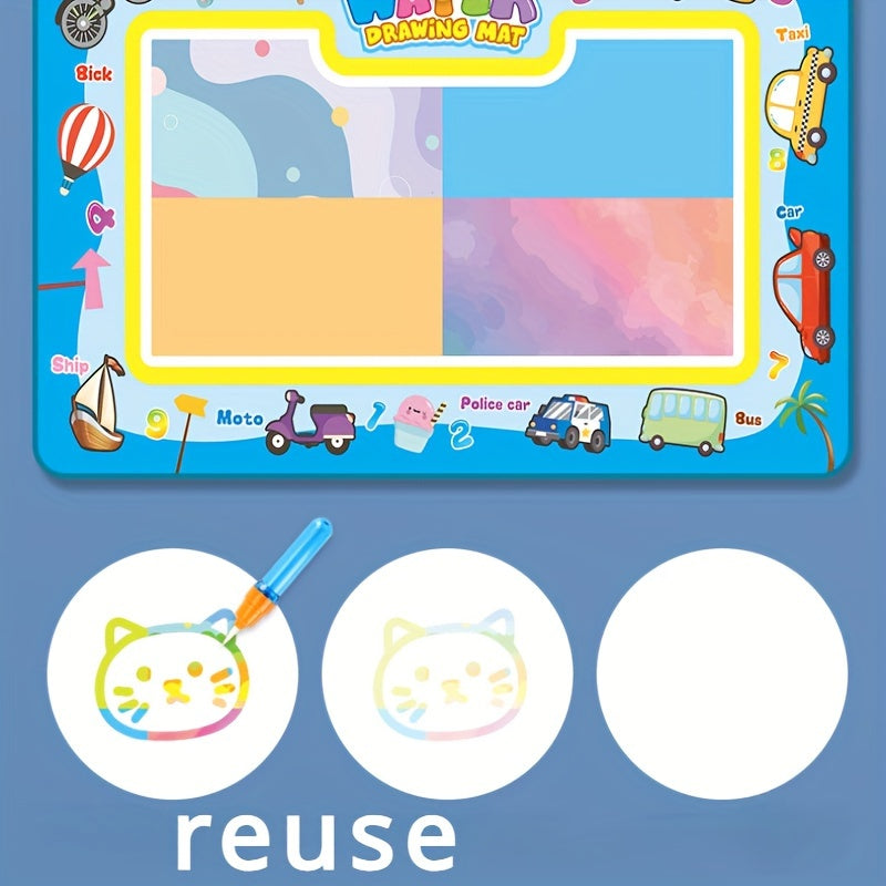 Reusable Kids' Water Painting Mat Ocean & Animal Themes Educational Art Canvas