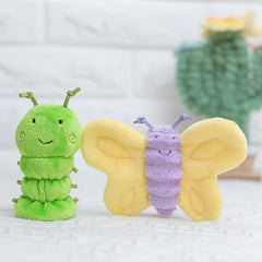 Plush Animal Finger Puppets Set: Zebra, Hippo, Kangaroo, Butterfly, Worm