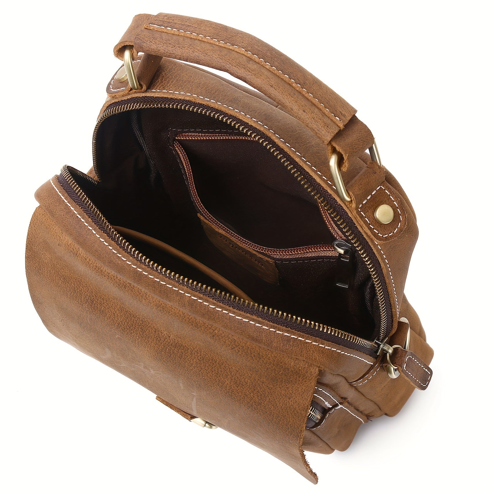 Classic Vintage Leather Messenger Bag Adjustable Strap Crossbody Shoulder Bag