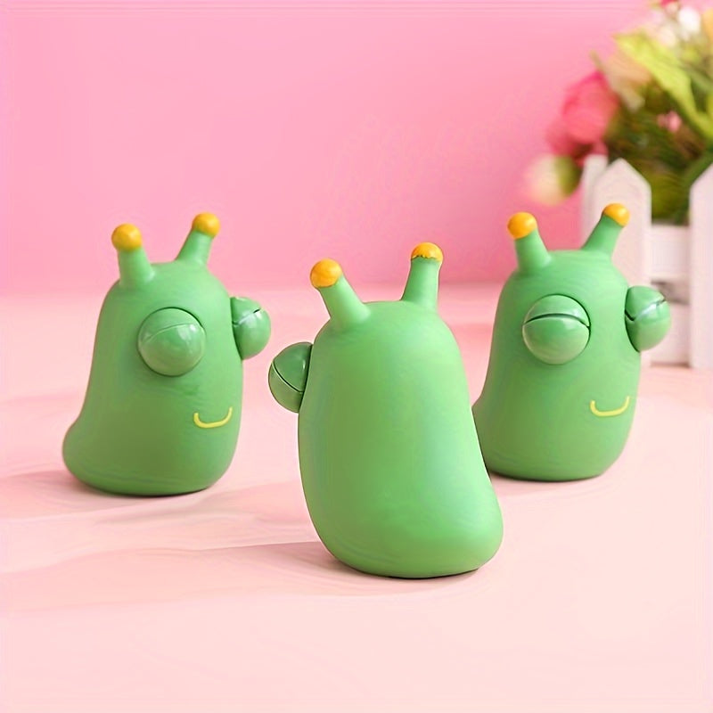 Funny Grass Worm Squeeze Toy with Green Eyes - Gadget