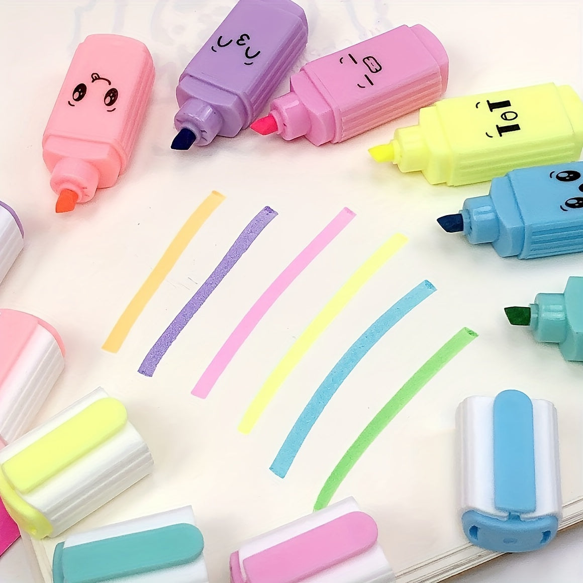 6pcs Donut Ice Cream Expression Marker Pens Cartoon Mini Pens