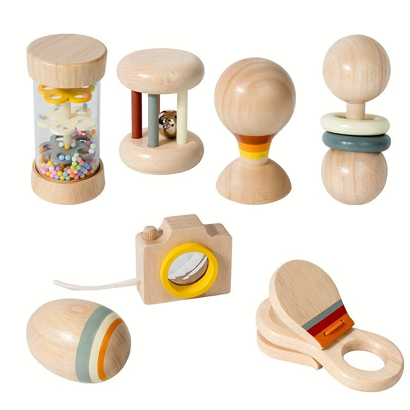 7pcs Kids Musical Toy Set Wooden Chew Toys Early Learning