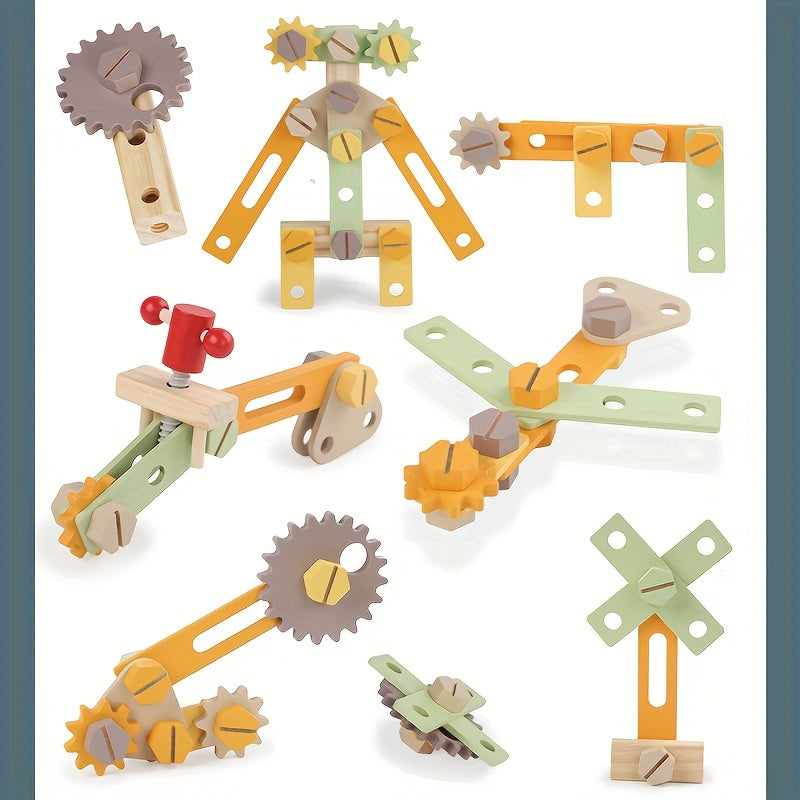 Wooden Play Tool Set for Kids Screw & Nut Puzzle Assembly DIY Crafts