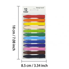 12 Colors Study Hard Hex Crayons Set Washable Non Toxic Art Supplies