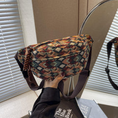 Canvas Crossbody Bag Adjustable Strap Zip Closure Women's Sling Chest