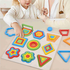 Wooden Geometric Shape Matching Puzzle for Kids
