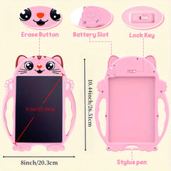 Pink Cat LCD Writing Board - Reusable Drawing Tablet for Ages 3-9 Girls
