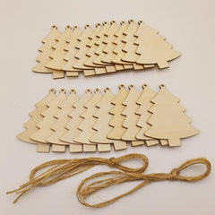 10pcs Wooden Hollow Out Christmas Tree Decorative Hanging Ornaments