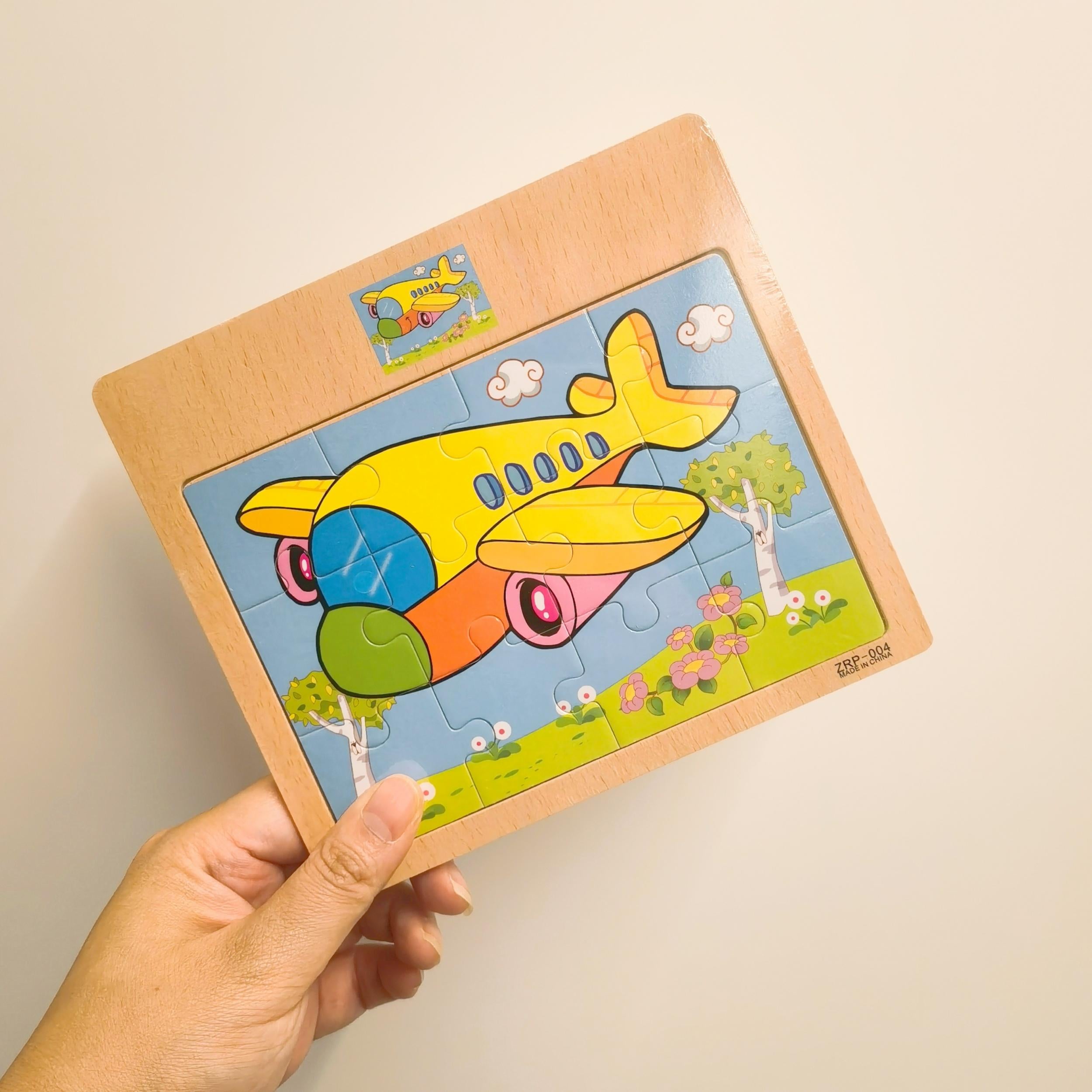 12pc Wooden Jigsaw Puzzle Cartoon Pattern Flat Panel Exercise Attention