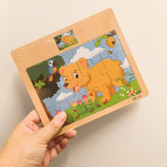 12pc Wooden Jigsaw Puzzle Cartoon Pattern Flat Panel Exercise Attention