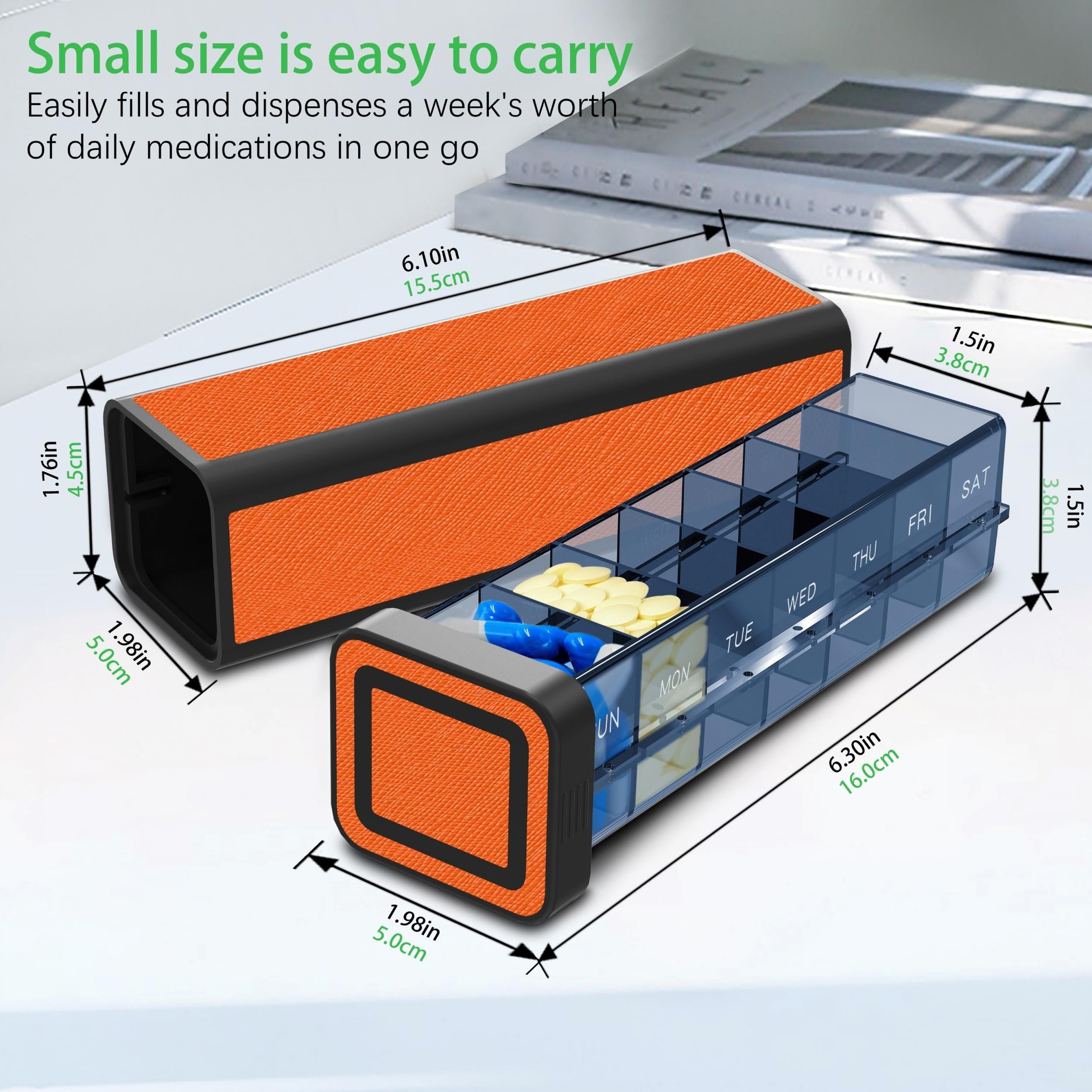 Portable 7 Compartment Pill Box Organizer
