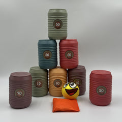 Knock Down Can Game Set Outdoor Activity for Kids Ages 3-6 Durable Plastic