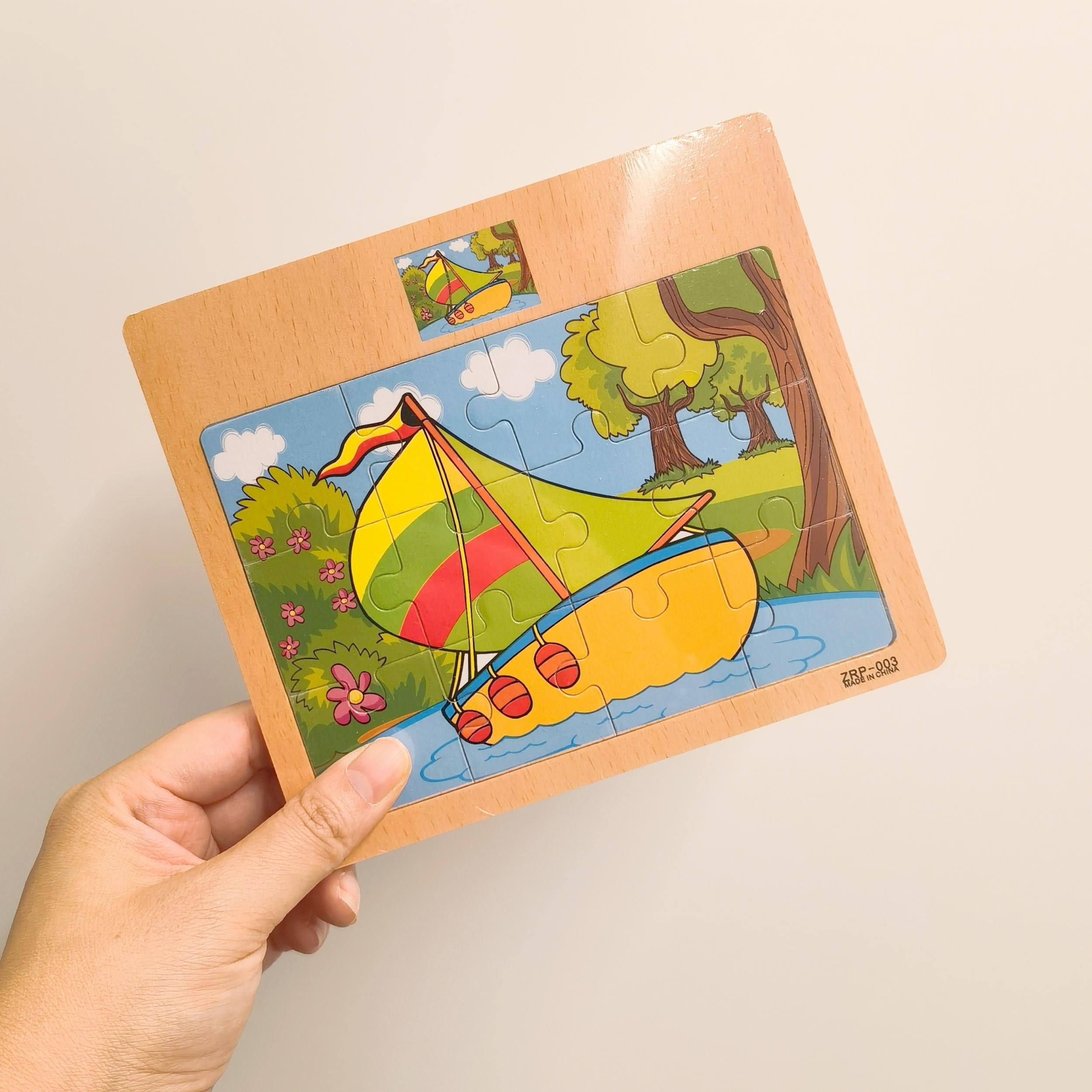 12pc Wooden Jigsaw Puzzle Cartoon Pattern Flat Panel Exercise Attention