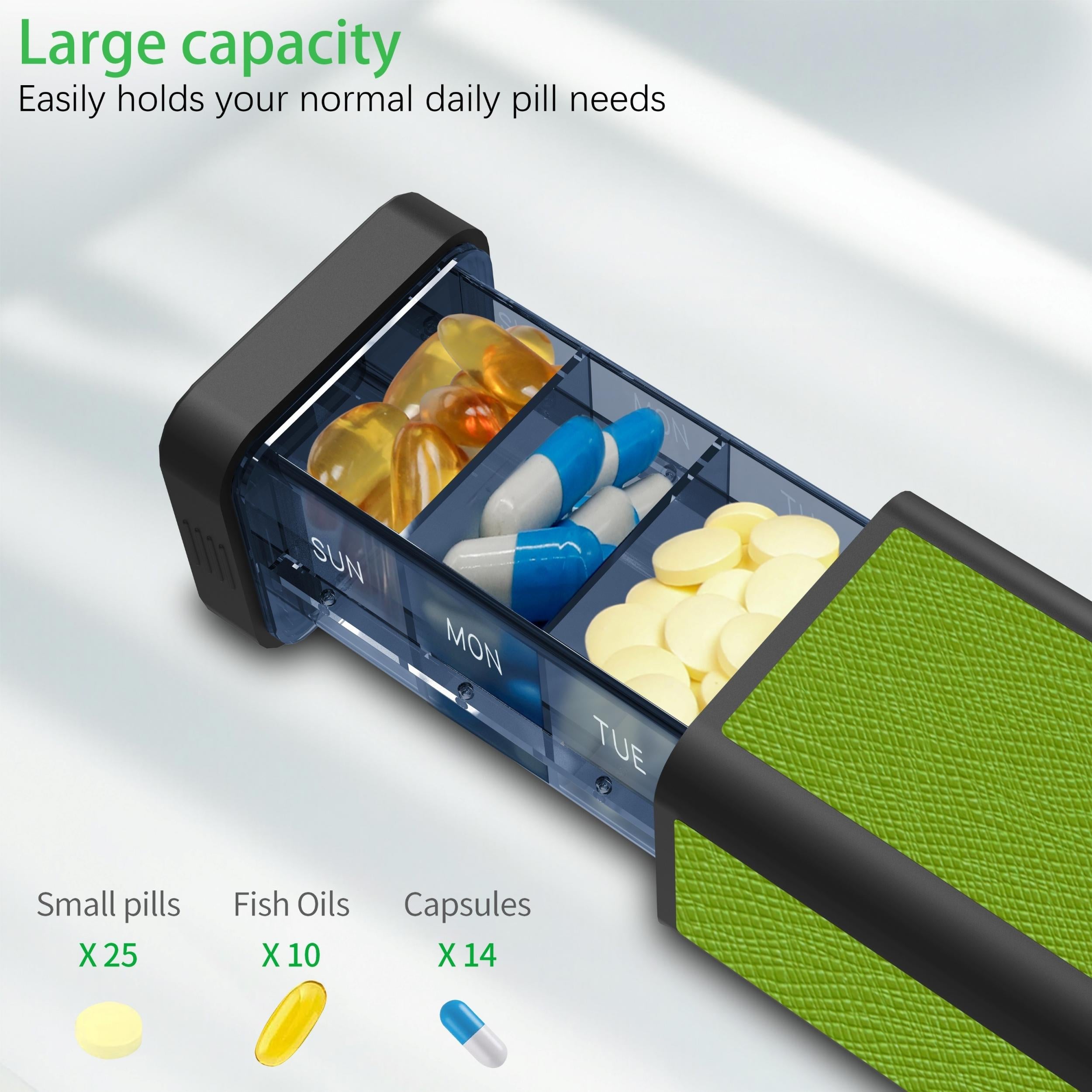 Portable 7 Compartment Pill Box Organizer