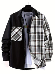 Men's Plaid Button Up Shirt with Chest Pocket