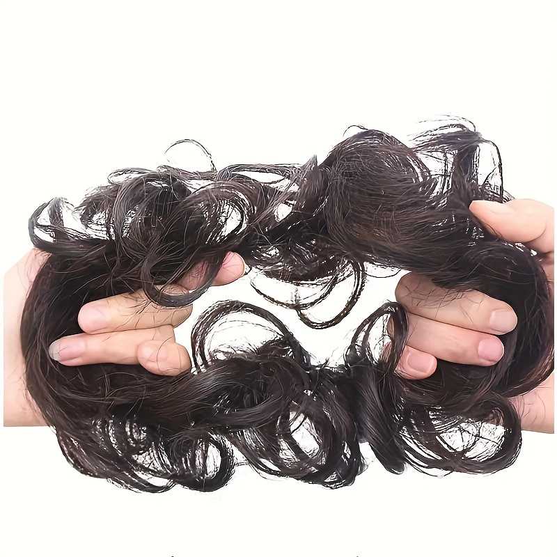Fluffy Wigs Hair Tie Black Bun Scrunchie Featuring A Minimalist Style For Women