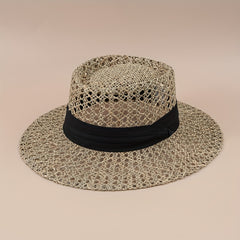Straw Woven Flat Top Hat European American Style