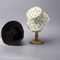 Spring Fisherman Hat Print Happy Face Thin Breathable Small Brim Basin Hat