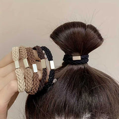 5pcs Trendy Braided Elastic Hair Ties Ponytail Holders For Women