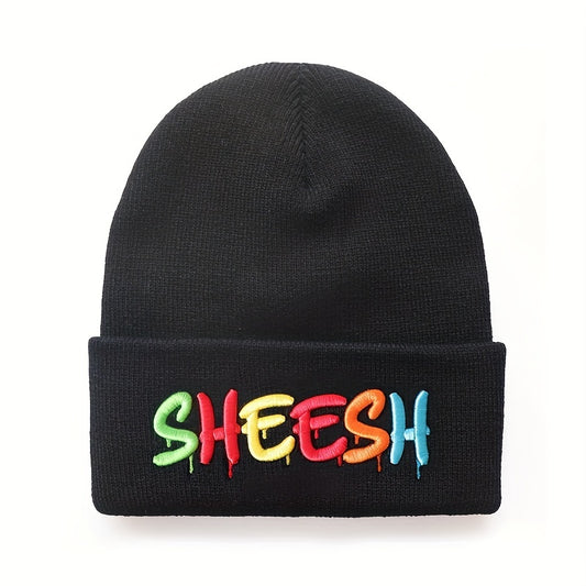 SHEESH Embroidery Cold Hat Warm Knitted Wool Hat For Men And Women