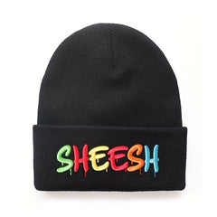 SHEESH Embroidery Cold Hat Warm Knitted Wool Hat For Men And Women