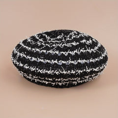 Striped Hollow Beret Hat Summer Breathable All-match Painter Hat